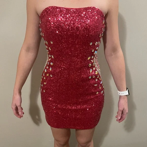 Karishma | Dresses | Karishma Strapless Sweetheart Cut Sequin And Crystal Rhinestone  Bodycon Dress | Poshmark